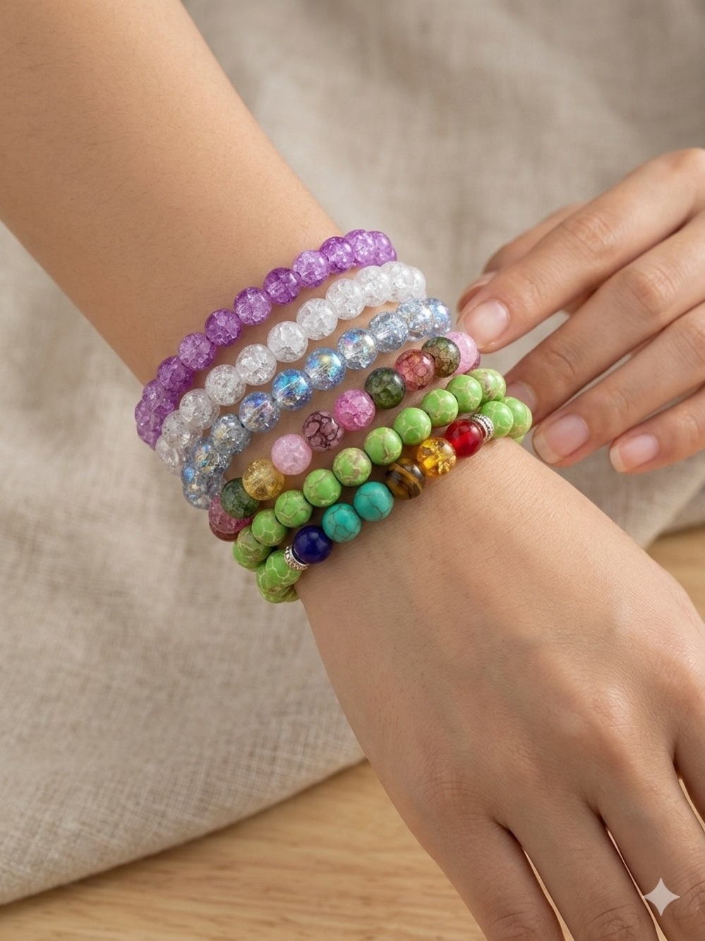 Vibrant Glass and Stone Beaded Bracelets.